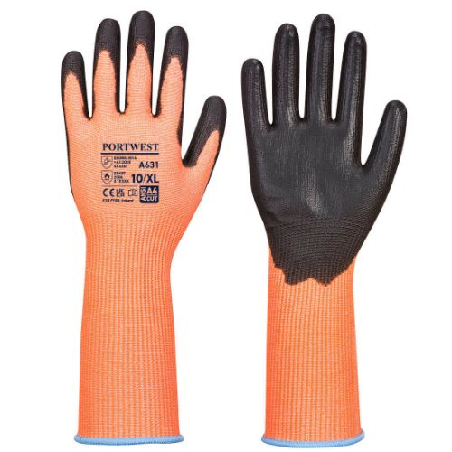 Portwest Vis-Tex Cut Glove Long Cuff Orange/Black Orange/Black